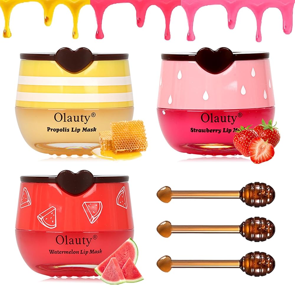 3 PCS Bee Lip Balm Honey Pot, Lip Mask Skincare, Prevention Lip Dry Set