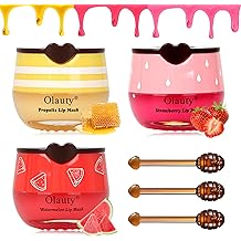 3PCS Bee Lip Balm Honey Pot, Lip Mask Skincare, Prevention Lip Dry Set, Strawberry, Watermelon, Honey Lip Sleeping Moisturizing Lip Balm, Mothers Day Gifts, Teacher Appreciation Gifts