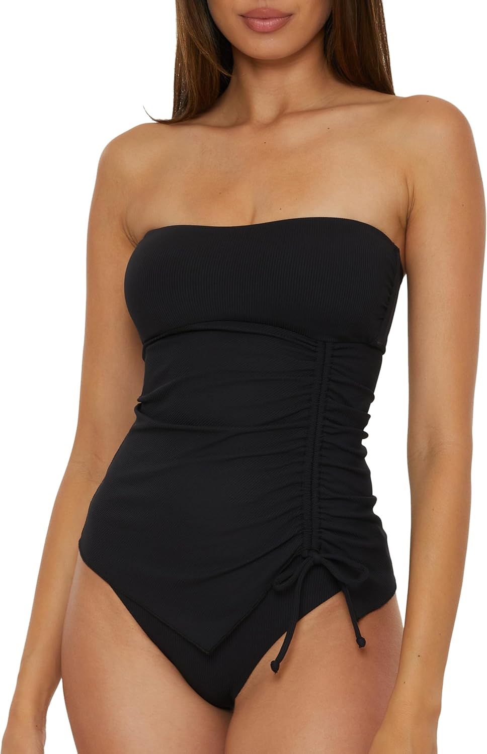 BECCA Women's Modern Edge Bandeau Tankini, Adjustable, Swimsuit Tops for Women