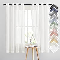 Vista 258 de NICETOWN Cortinas semitraslúcidas con textura de lino, con ojales, tratamiento de ventanas, cortinas verticales de lino con filtro de luz para sala