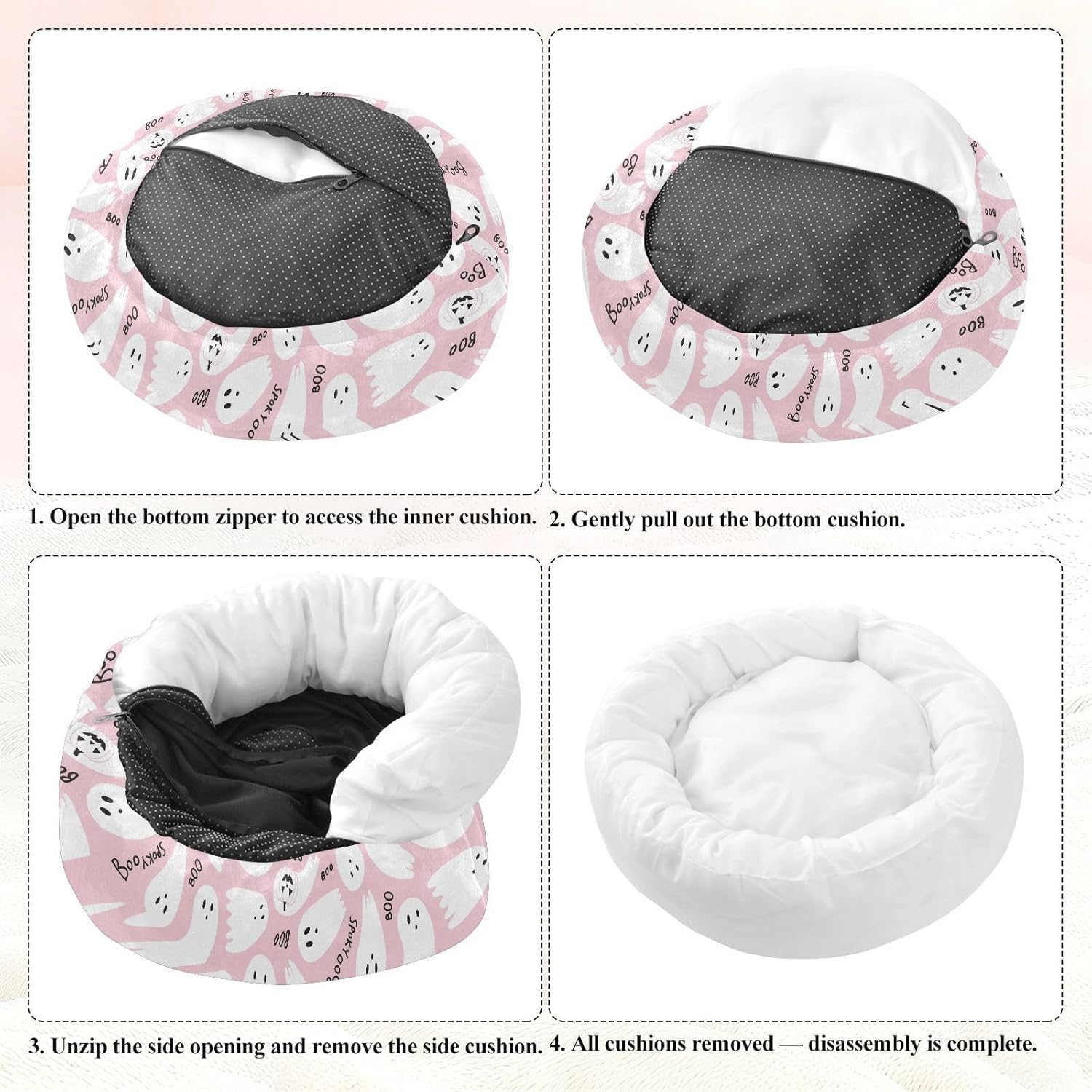 Pet Dog Beds Warm & Cozy Fluffy Dog Pillow Bed for Extra Small Size Pets Supplies M Halloween Ghosts
