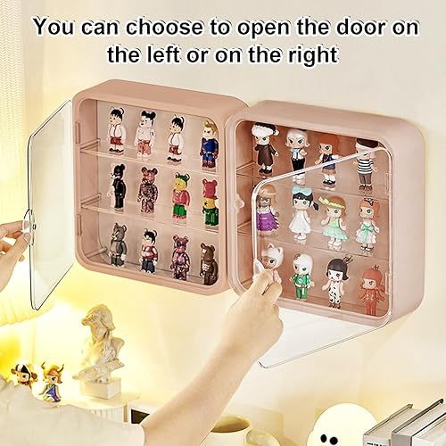 Miniatura 5 de Vitrina transparente para figuras, caja de exhibición de coleccionables con estantes, organizador de plástico montado en la pared o de escritorio,