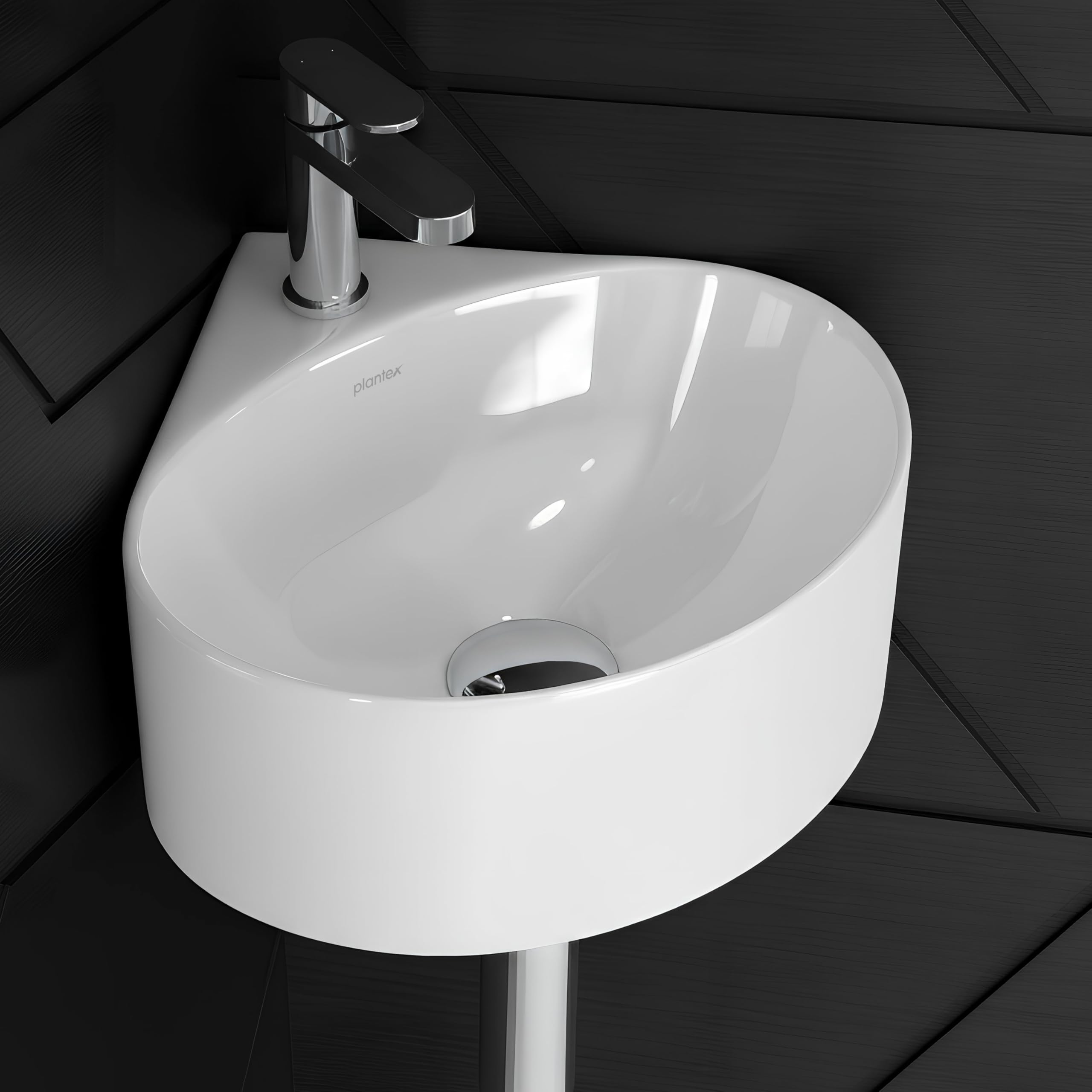 Plantex Lily Ceramic Corner Basin - White -10 Plantex Lily Ceramic Corner Basin - White -10