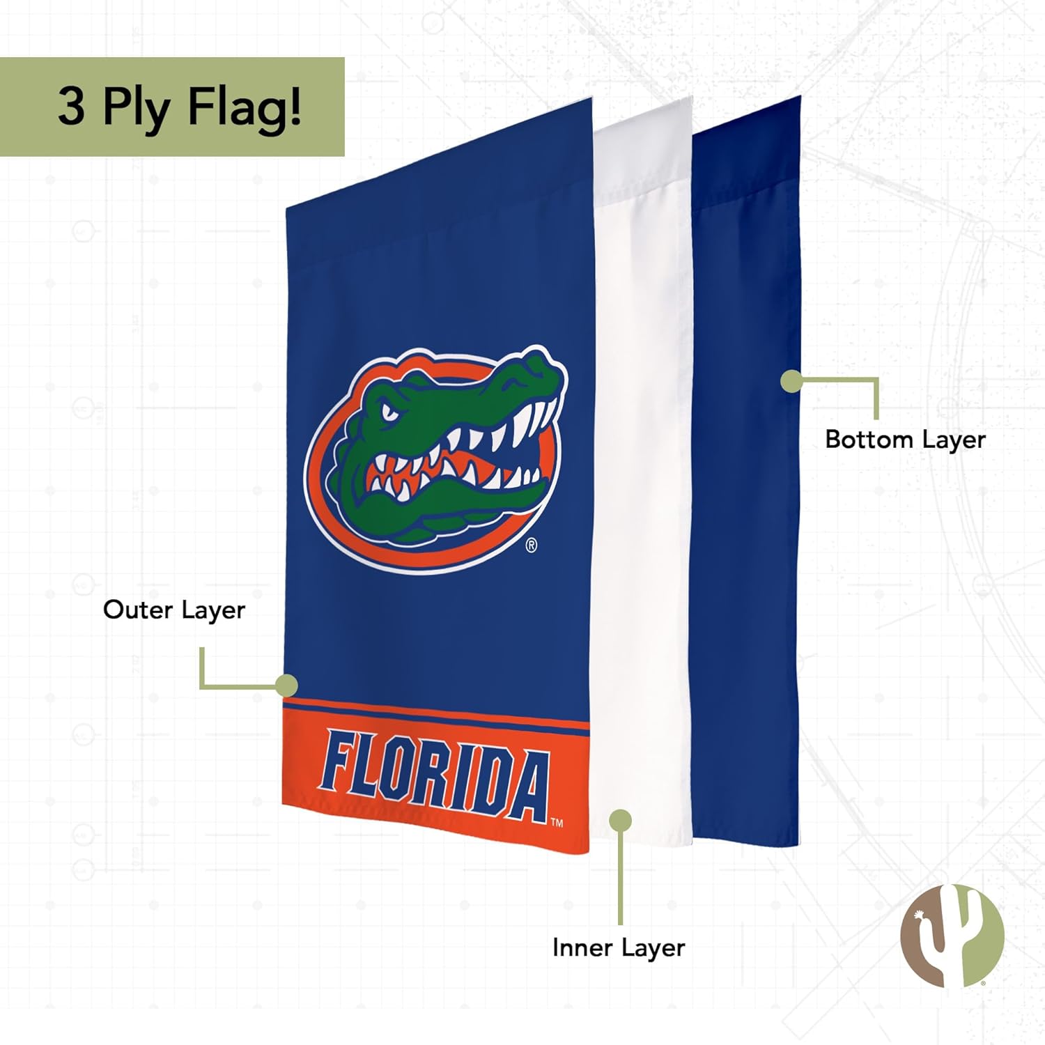 Desert Cactus University of Florida UF Garden Flag – 19 x 12 inch Florida Gators Banner, For Outdoor Display and Events (Design A) - Image 3