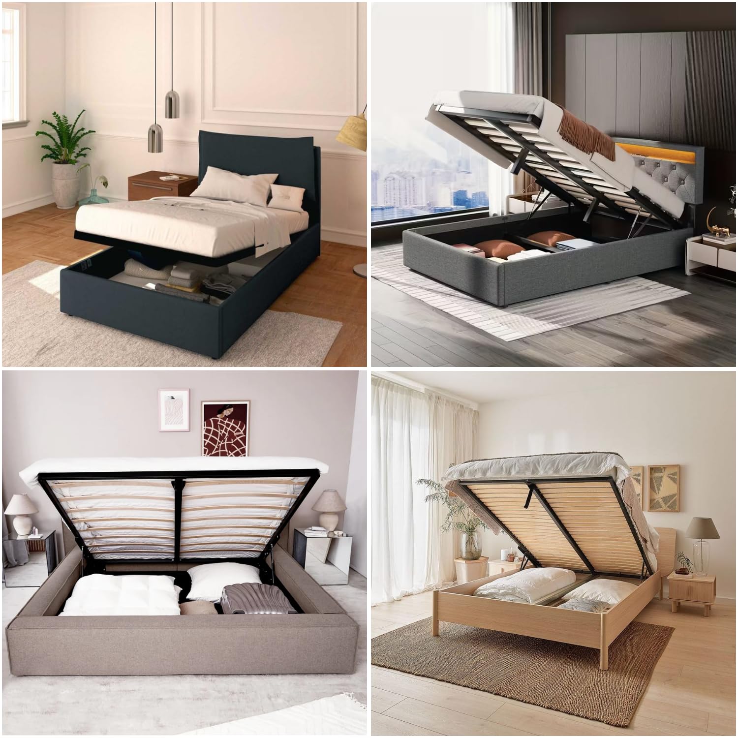 Coppia Pistone Molla Gas per Meccanismo Sollevamento Letto Contenitore - Interasse 415 mm - 600/800/1000 Newton - Attacco RAPIDO (Forza Selezionata: 1000 Newton)