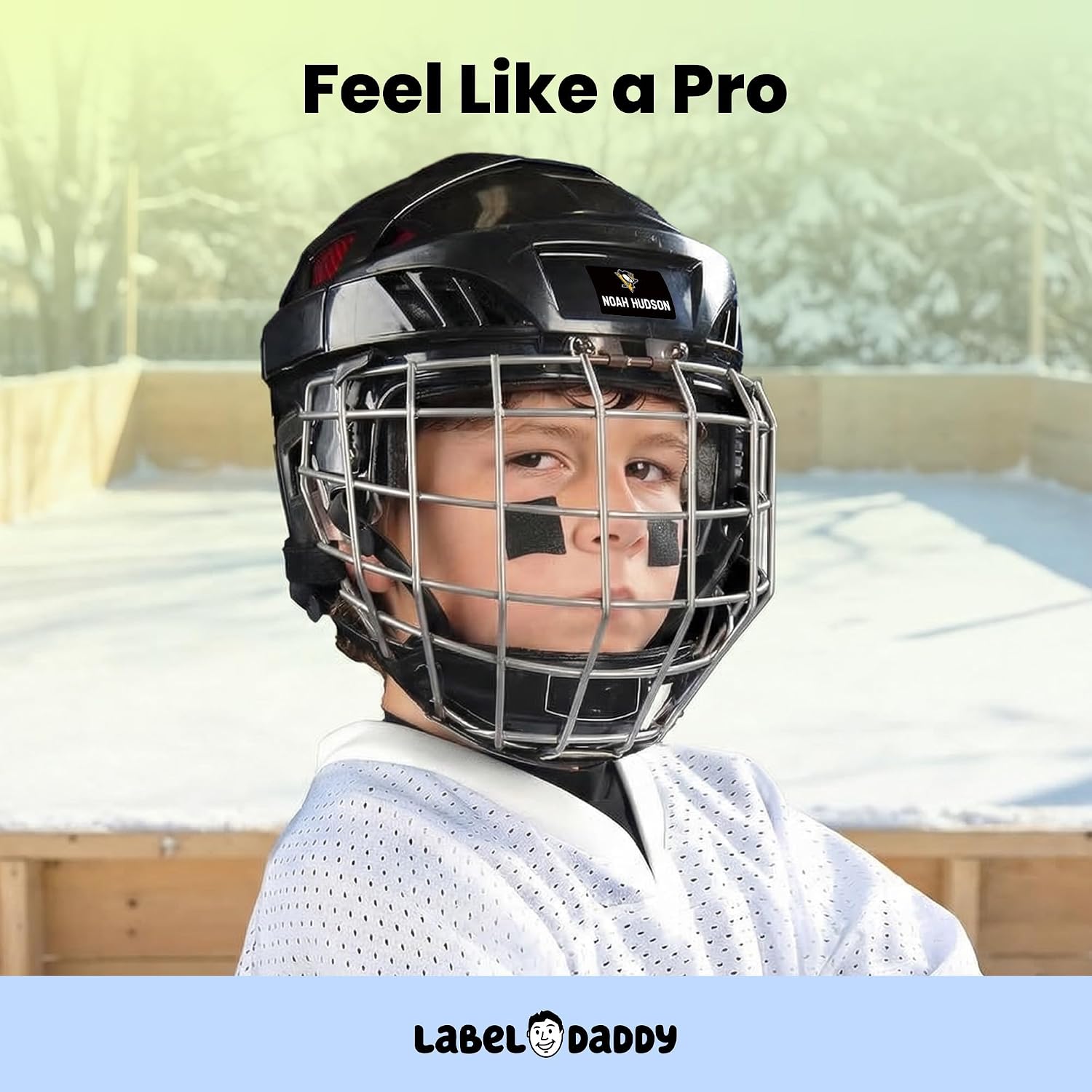 Label Daddy Hockey Labels - Customize Waterproof Name Labels for School Supplies, Clothing, Bottles, Day Camp, Sports & Organization - Peel and Stick Durable Labels - 155 Pack | Pittsburgh Penguins