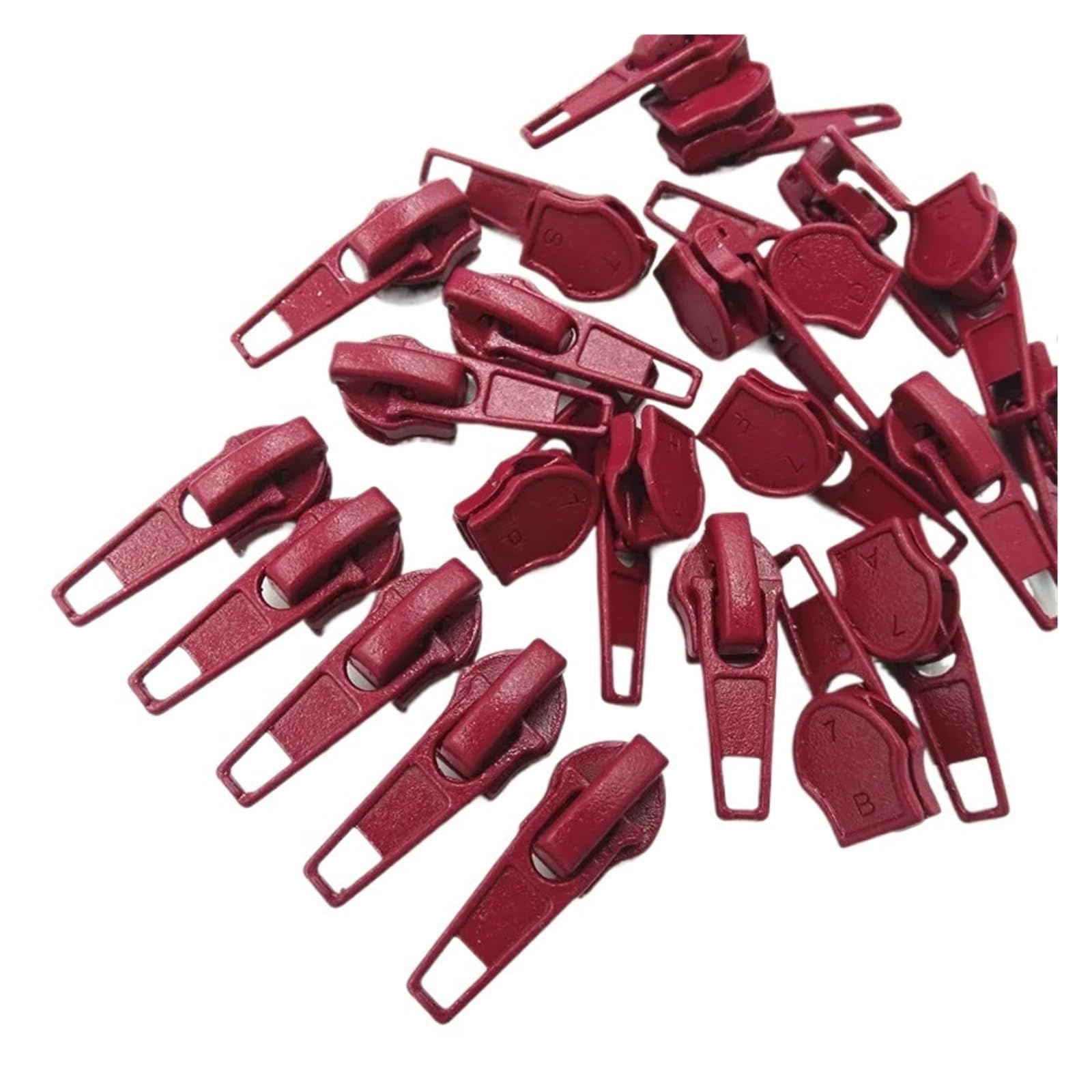 10 Stück 5# Nylon-Spule, automatische Verriegelung, Reißverschlussschieber, Nähwerkzeug, Reißverschlussschieber (dunkelrot)