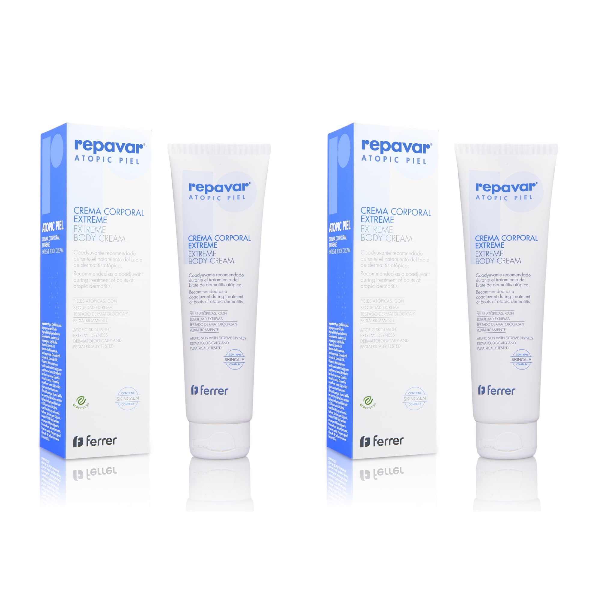 Repavar Atopic Piel - Crema Corporal Extreme para Aliviar la Resequedad Intensa - Para Pieles Atópicas, Secas y Muy Secas - Ideal para Tratar los Brotes - 150 ml (Paquete de 2)