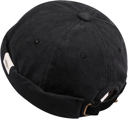 Croogo Brimless Docker - Gorro unisex enrollado con puños enrollados, gorro de algodón sin visera, gorro de algodón para propietario, gorra casual