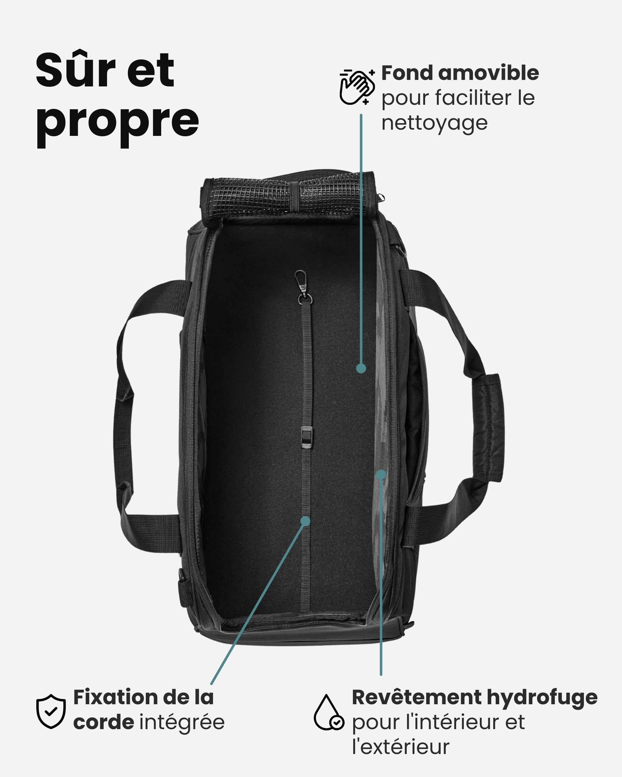 Larkson Sac de Transport pour Petits Chiens jusqu'à 12kg Noir - Tjark - Cage de Transport pour Avion - Sac pour Voyager avec Chien & Chat - Conforme aux Normes de la Plupart des Compagnies Aériennes