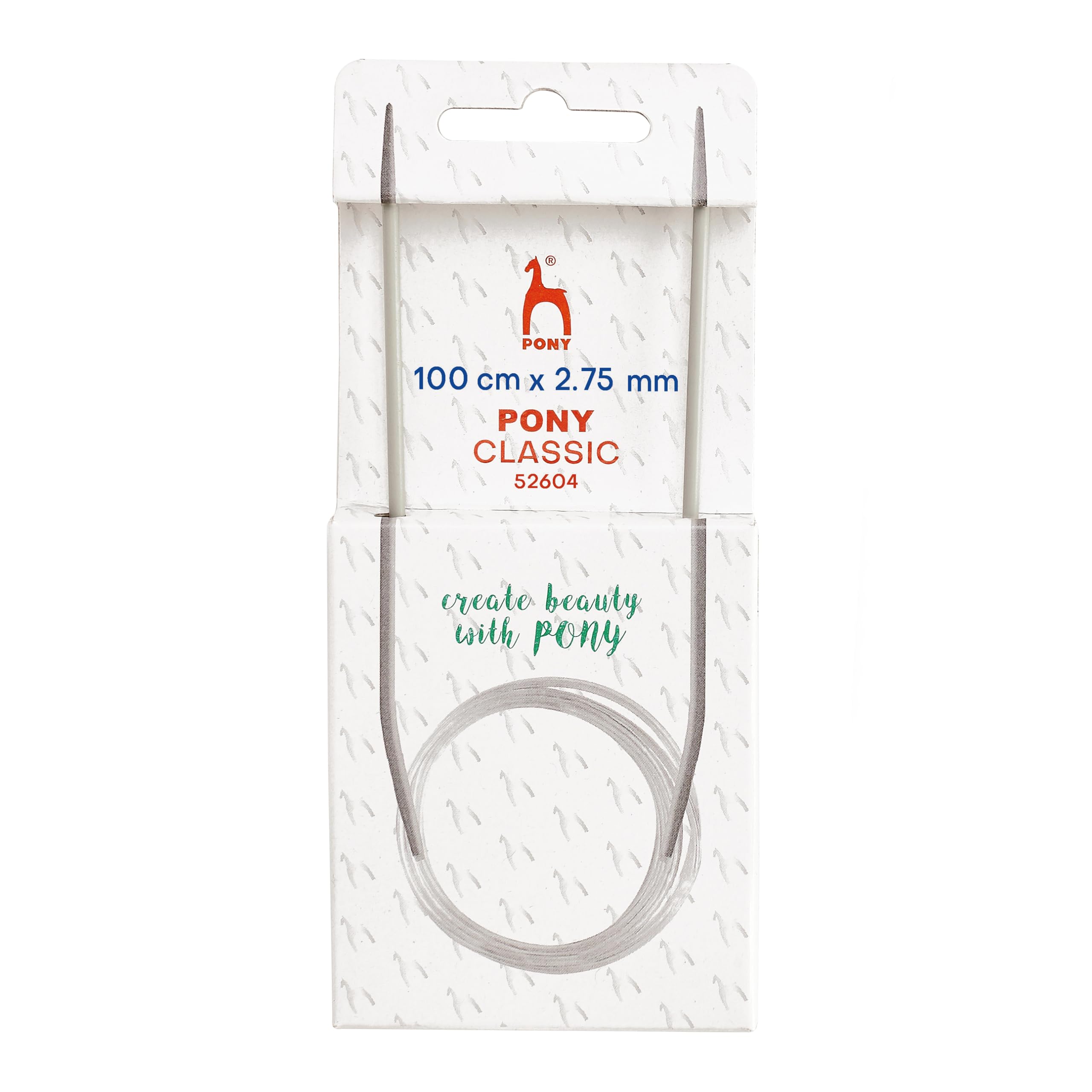 2.75mm Circular Knitting Needles Pony Classic Fixed Cables- 40cm, 60cm, 80cm, 100cm (100cm Cable)