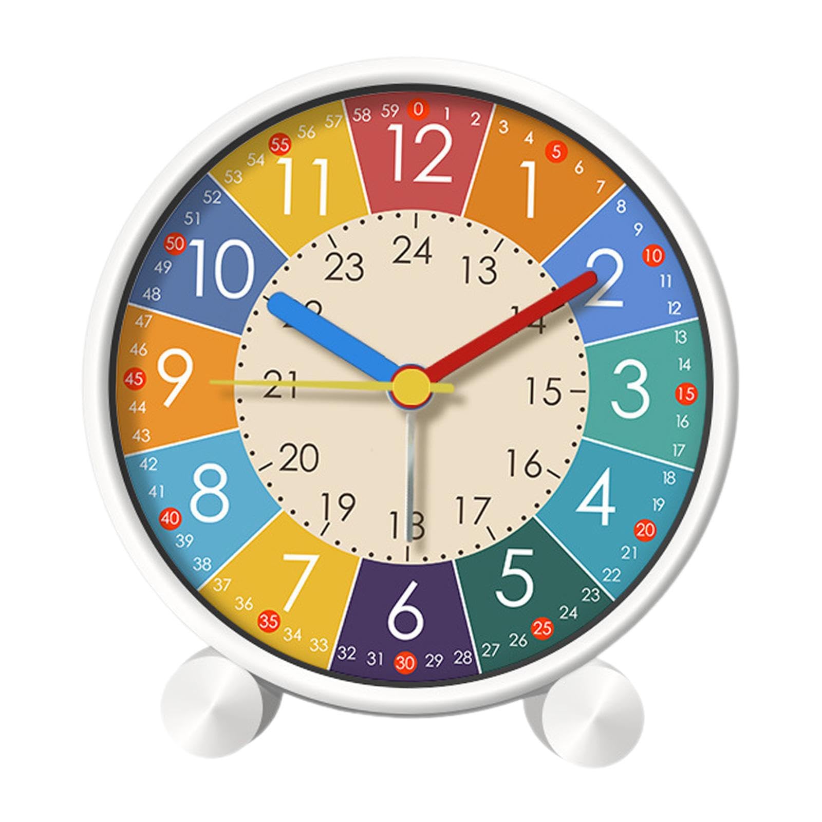 QIXCXAZ Kids Bedside Clock Non Ticking Silent Movement Color Coded Zones Learning Tool Essential For Enhancing Time Skills Kids Learning Time Alarm Clock