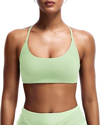 YEOREO LuxFlow Twist Back Sports Bra with Pads U Neck Workout Bras