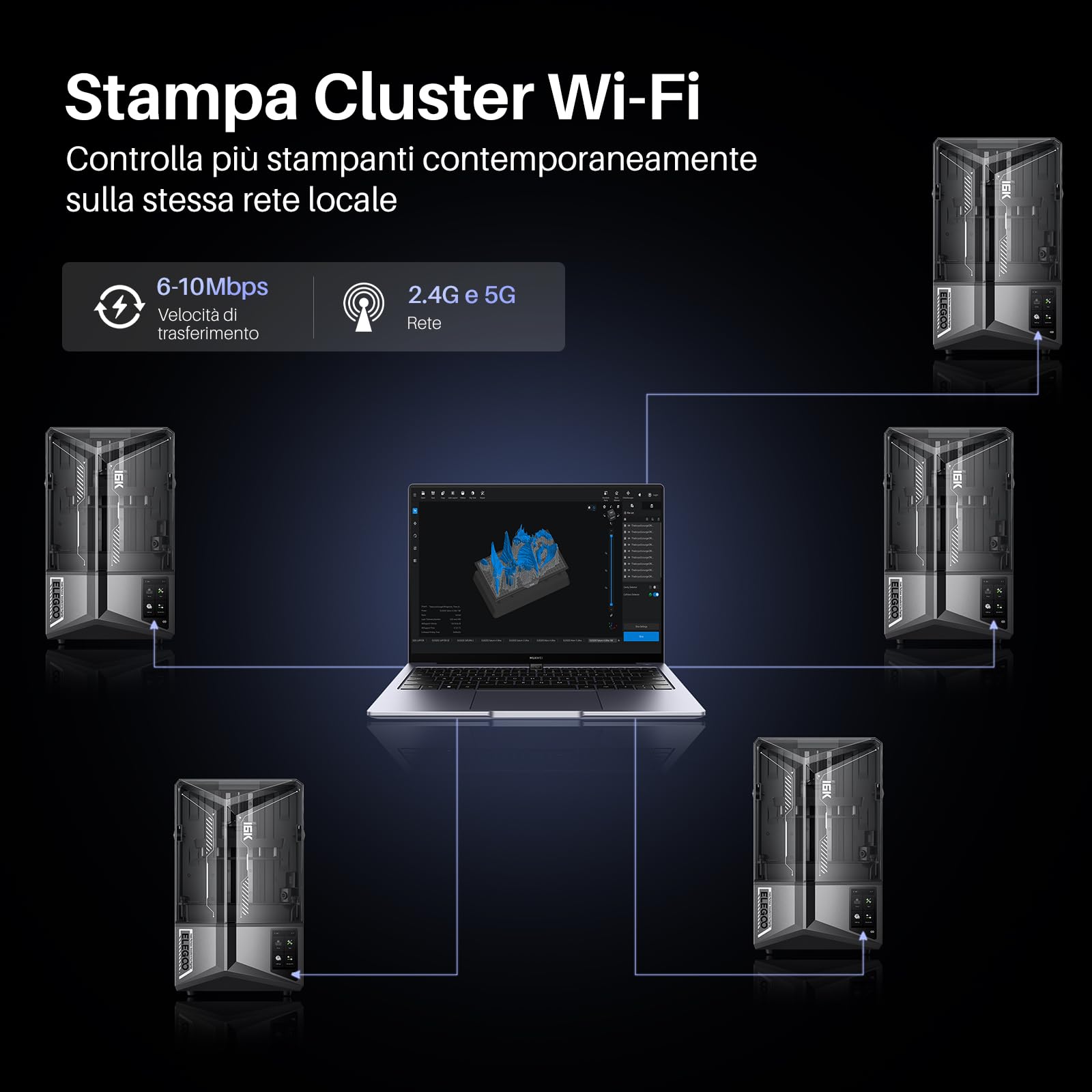 ELEGOO Saturn 4 Ultra 16K Stampante 3D Resina, Riscaldatore Serbatoio Intelligente, Stampa 150 mm/h, Fotocamera AI con Luce, Stampa Cluster WiFi, Grandi Dimensioni di Stampa 211,68 * 118,37 * 220mm³