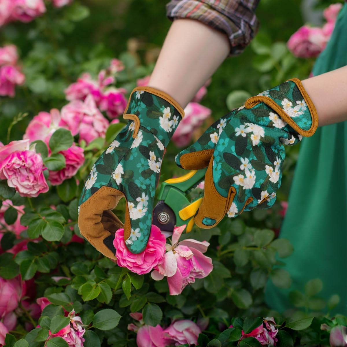 Leder-Gartenhandschuhe für Damen, Gartenhandschuhe, dornensicher, robuste Handschuhe, Damen, Gartengeschenk