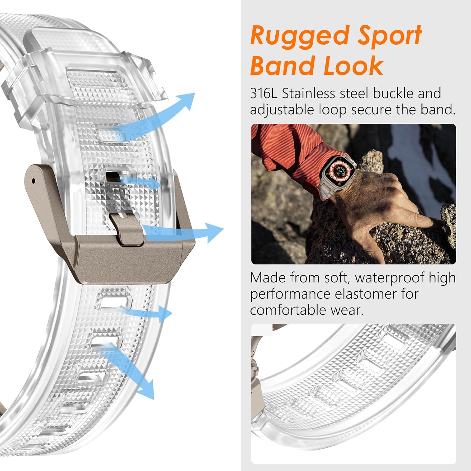 FULLIFE Designed for Apple Watch Band Apple Watch Ultra 3/2/1 49mm for Men, Silicone Rubber Bands with Metal Connector for Apple Watch Series 11/10 46mm, 9/8/7 45mm, SE2/SE 6/5/4 44mm, 3/2/1 42mm - Image 4