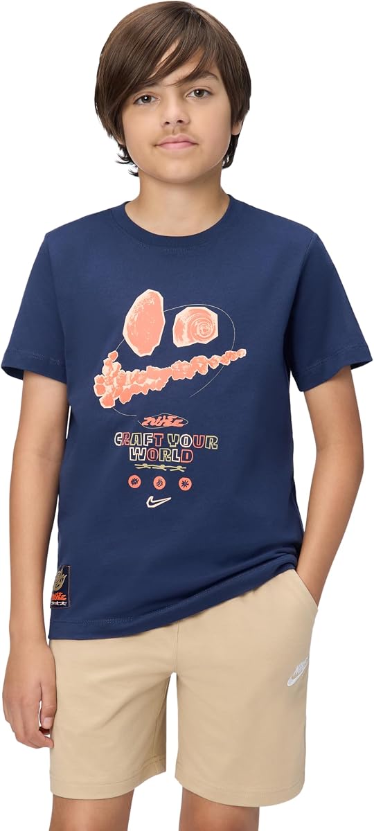 Nike Unisex Big Kids' Sportswear Craft Your World T-Shirt - Boys and Girls