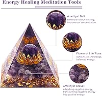 Vista 3 de Orgone Pyramid for Healing Heart, Pletpet Orgonite Pyramid Crystals and Healing Stones Amethyst Obsidian Positive Energy Pyramid for Reiki Chakra