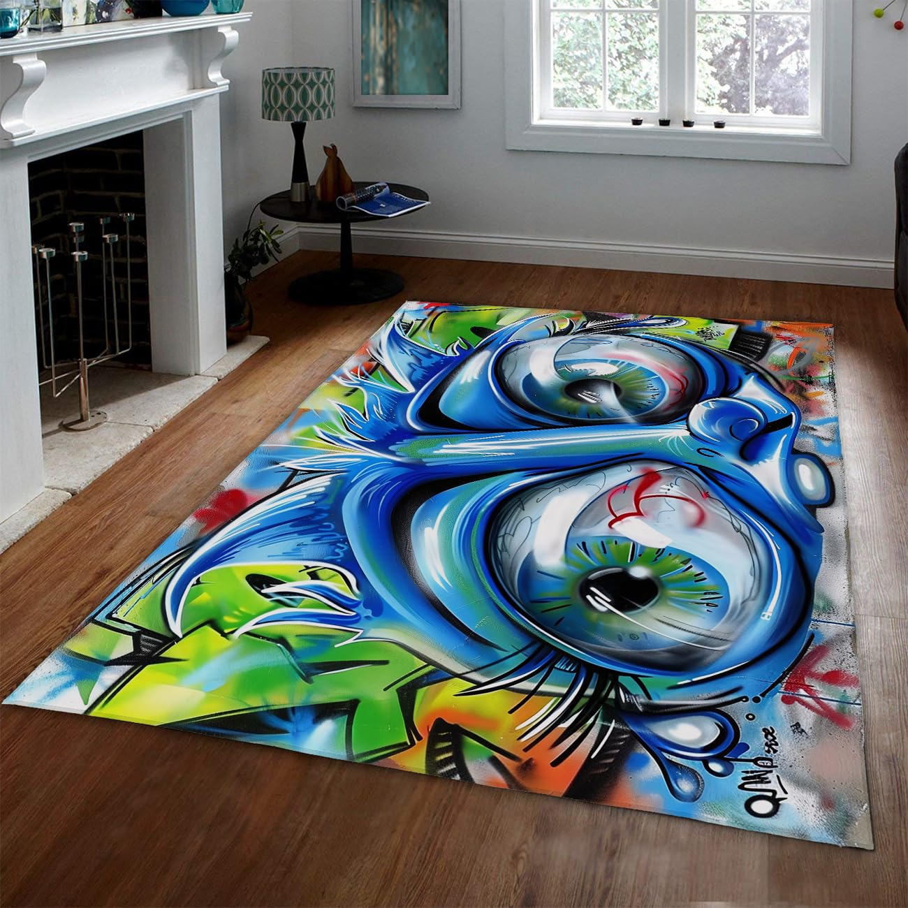 Tapis anti glisse et facile a nettoyer 90x150cm style graffiti pour entree et salon