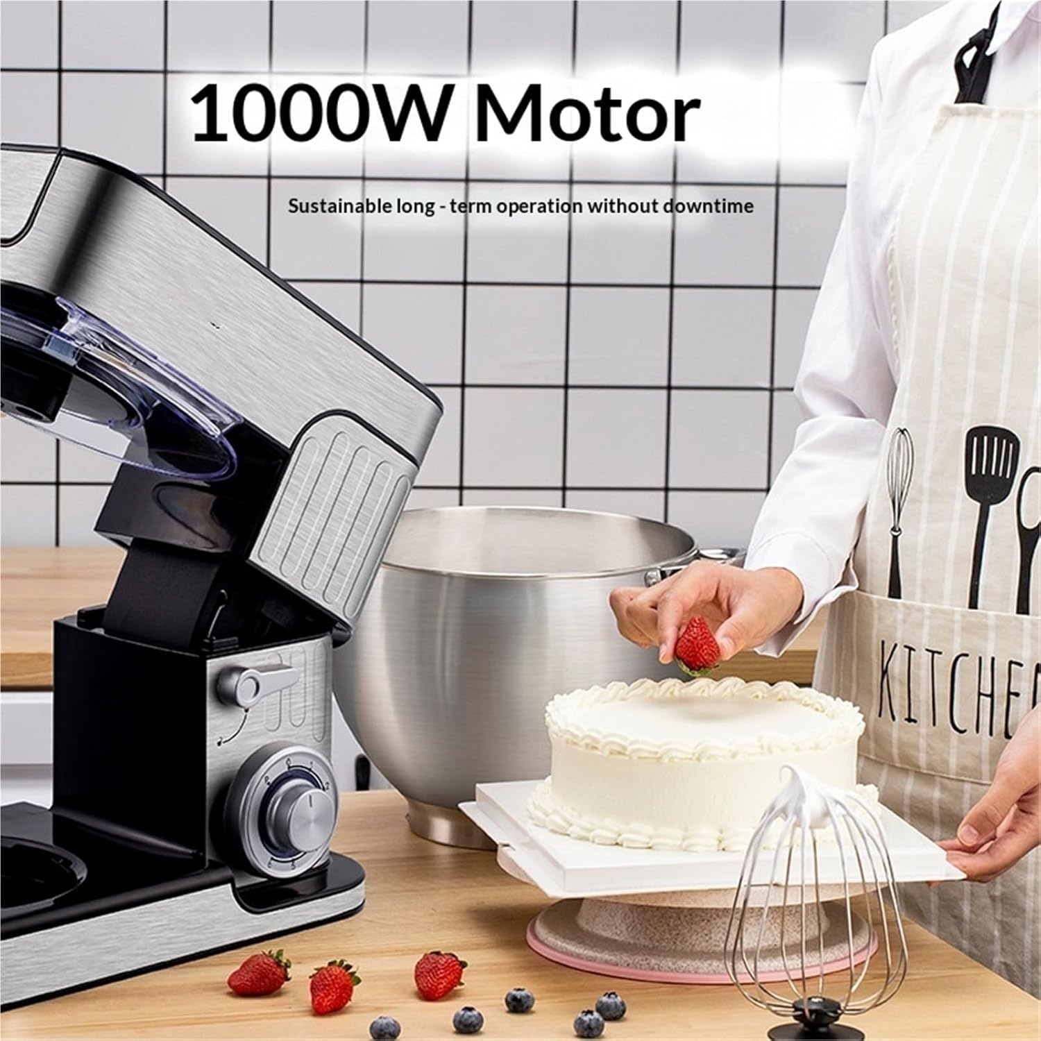 Kitchen Stand Mixer, Chef Machine, Household Mixer, Small Food Processor, Egg Beater, Dough Kneader, Blender,for Home Cooks