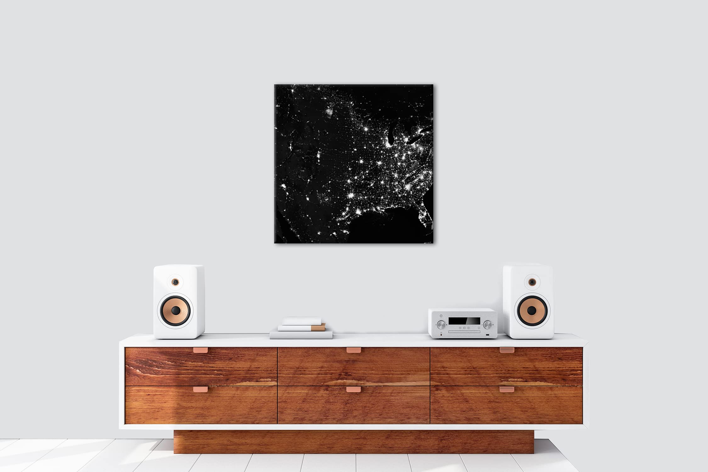 Kamaca - Lienzo decorativo (60 x 60 cm, marco de madera), color blanco y negro