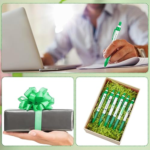 Miniatura 4 de Ctosree Bolígrafos de concientización sobre la salud mental, regalos a granel de 12 estilos de cinta verde, bolígrafos de gel retráctiles, tinta
