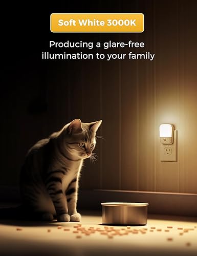 Miniatura 5 de L LOHAS LED Luz nocturna con sensor de movimiento enchufable 4 unidades, luz nocturna activada por movimiento, blanco suave 3000K, brillo ajustable