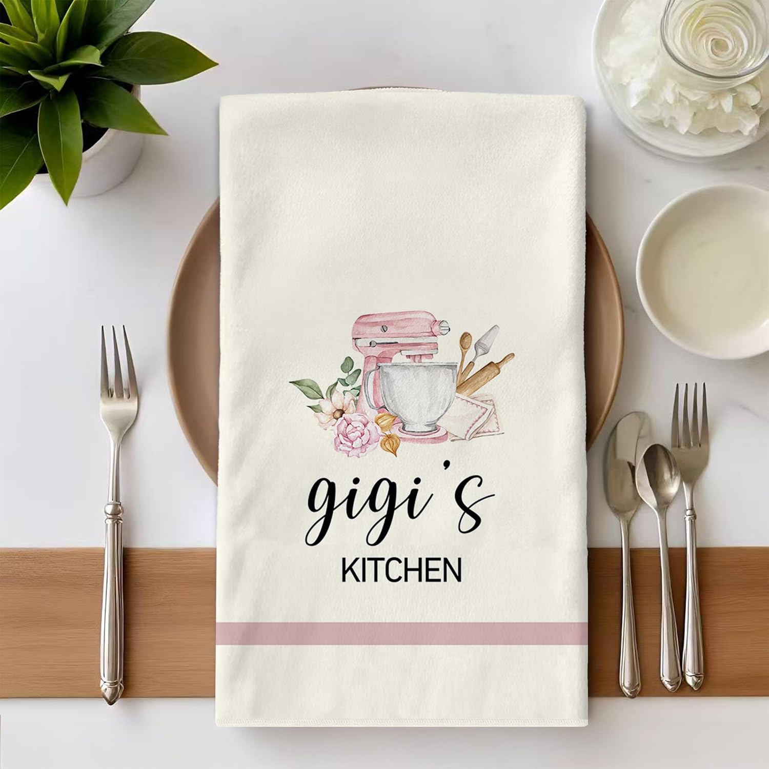 Gigi Kitchen Towels - Great Grandma Grandmother Gifts for Birthday, Gigi Gifts for Grandma, Pink Chef's Machine Hand Towels Dishcloth for Bathroom Decorative, 16x24 Inch