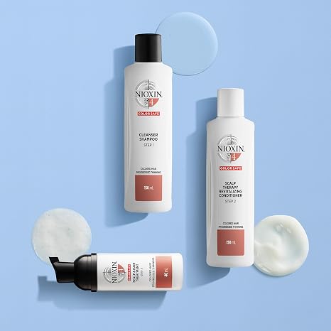 Nioxin Scalp + Hair Thickening System 4 Kit | For Colored, Dry, Damaged-Hair with Progressed Thinning | Maintain Vibrant Color | Nourish & Boost Density with Niacinamide & Biotin | Bundle