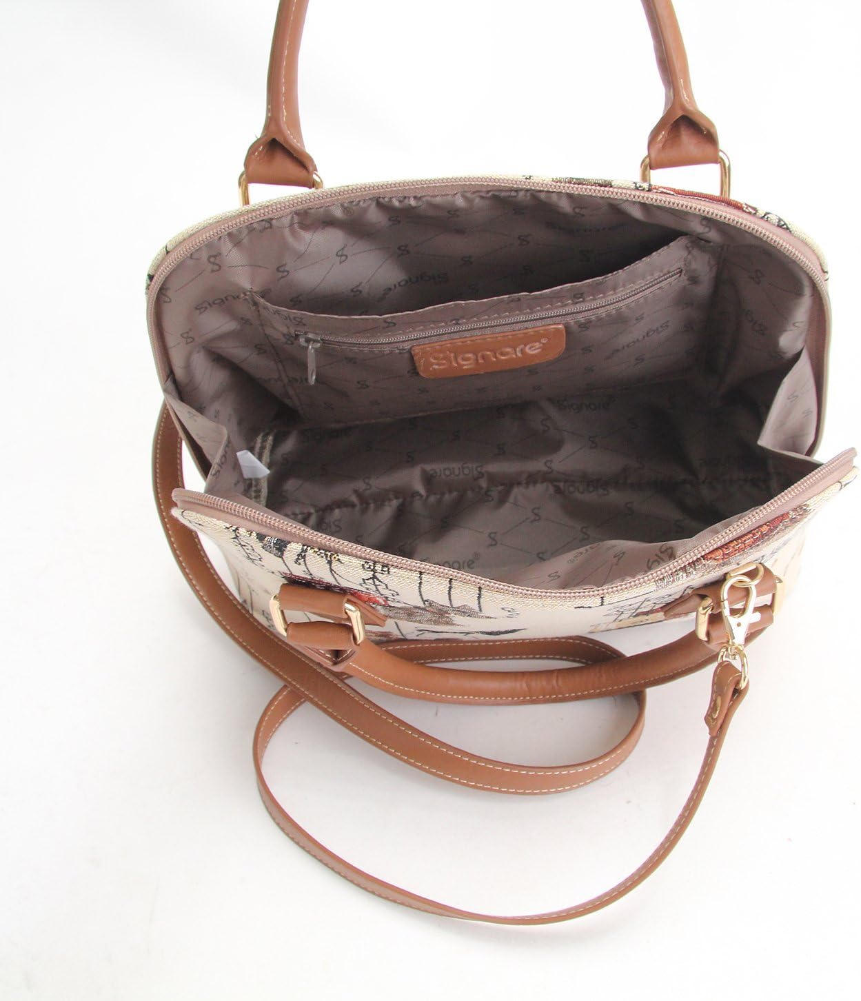 Signare Fashion Canvas/Tapestry Convertible/Shoulder/Hand Bag with Westie, Scotie and Yorkie dogs