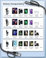 Vista 5 de Cable de carga 4 en 1, adaptador USB C Lightning USB C a USB C 60W PD [carga rápida y sincronización de datos] Cargador múltiple 4 en 1 para iPhone