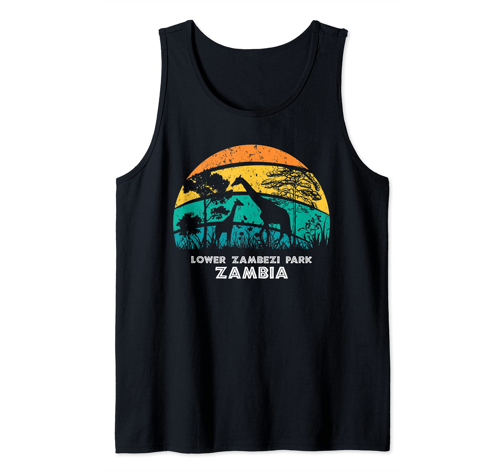 Vintage Retro Lower Zambezi Park, Zambia Africa Safari Girra Tank Top