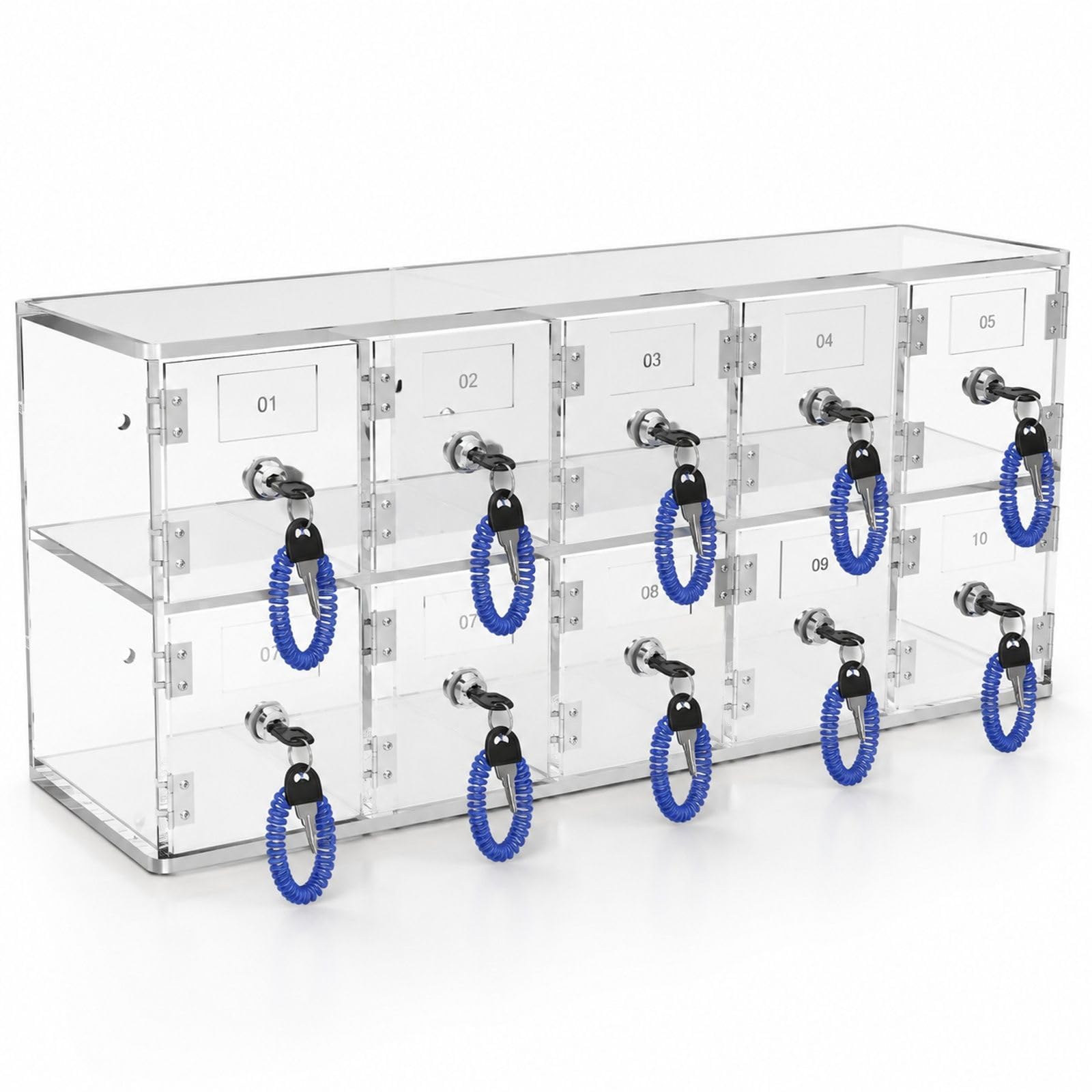 Casier pour téléphones portables en acrylique transparent avec 10 emplacements et clés, armoire de rangement pour bureau, école et salle de réunion