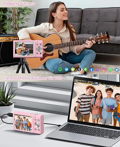Miniatura 5 de Cámara digital, cámara de videoblogs 4K para YouTube con cámaras de enfoque automático para fotografía con zoom digital 16X, cámara digital compacta