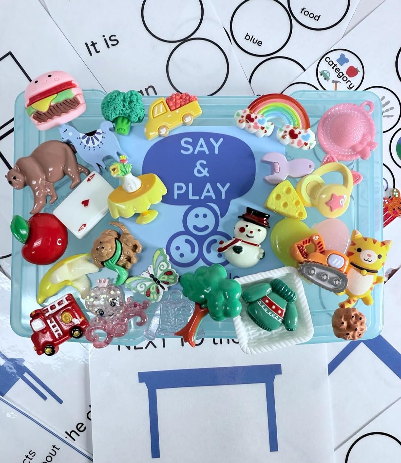 Speech Therapy Task Box with Objects and Language Cards for Describing, Spatial Concepts, I Spy Activities, Educational Learning Tasks