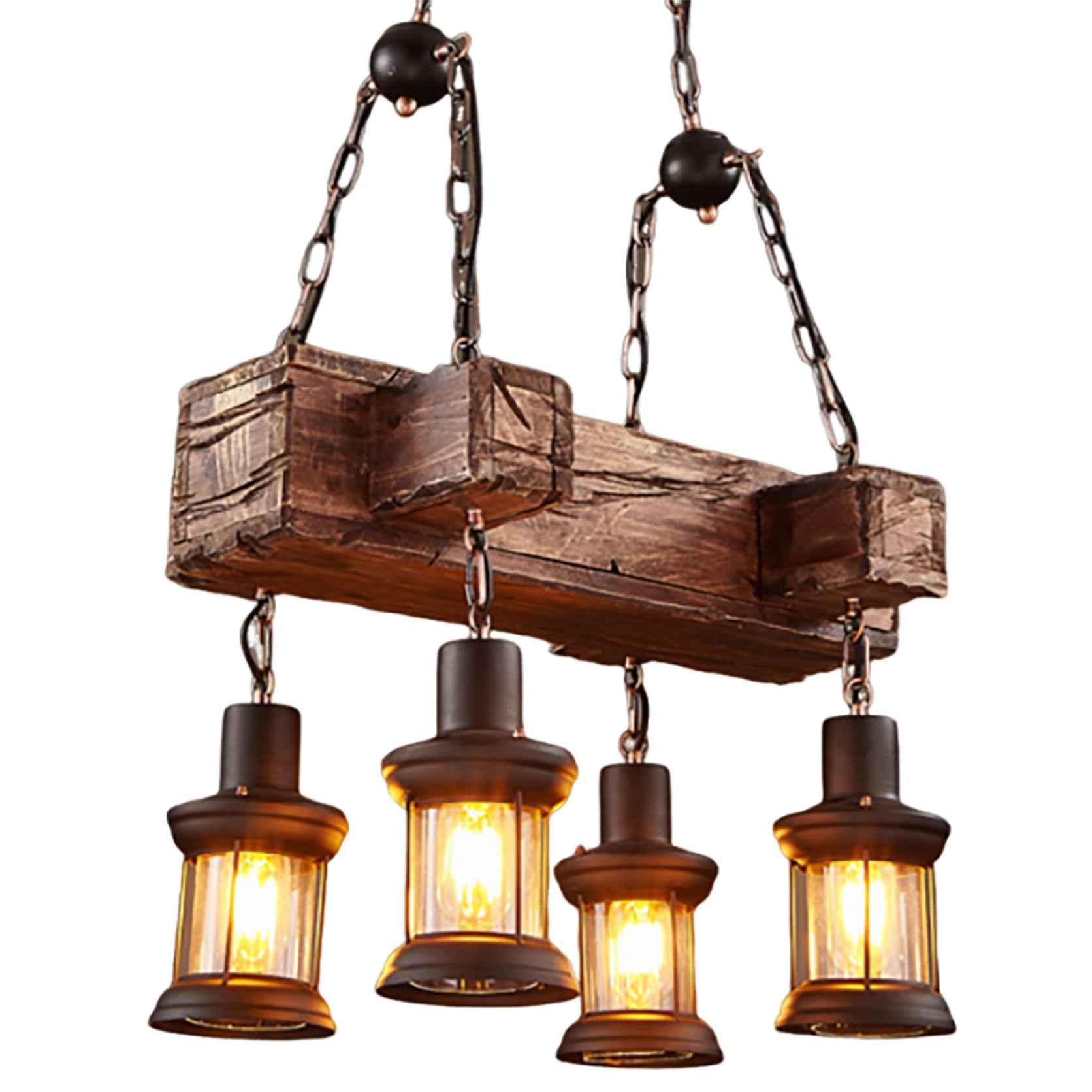 Luminaire industriel vintage bois pour éclairage îlot cuisine