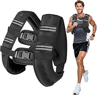 Wolliwa Weighted Vest for Woman Men,6lb/8lb/12lb/16lb/20Lb/25lb Weight Vest with Reflective Stripe Adjustable Buckle Strap...