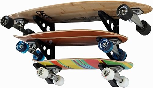 StoreYourBoard Estante de pared Longboard, almacenamiento triple para Longboard