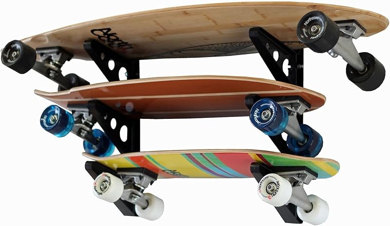 StoreYourBoard Longboard Wall Rack, Triple Longboard Storage