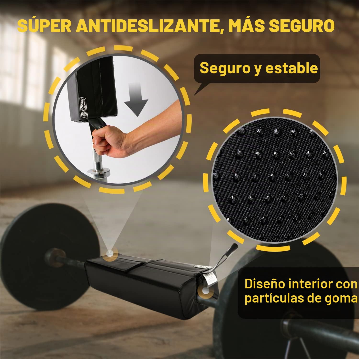 POWER GUIDANCE Almohadilla de Empuje de Cadera Cuadrada con Puntos Antideslizantes Integrados, Correas de Velcro integradas para Empuje de Cadera, Levantamiento de Pesas