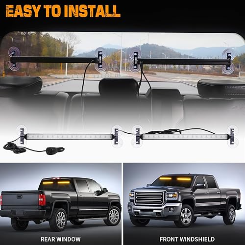 Miniatura 5 de Barra de luces estroboscópicas 2 en 1 para asesor de tráfico de emergencia, advertencia de peligro de seguridad, luces interiores para parabrisas,