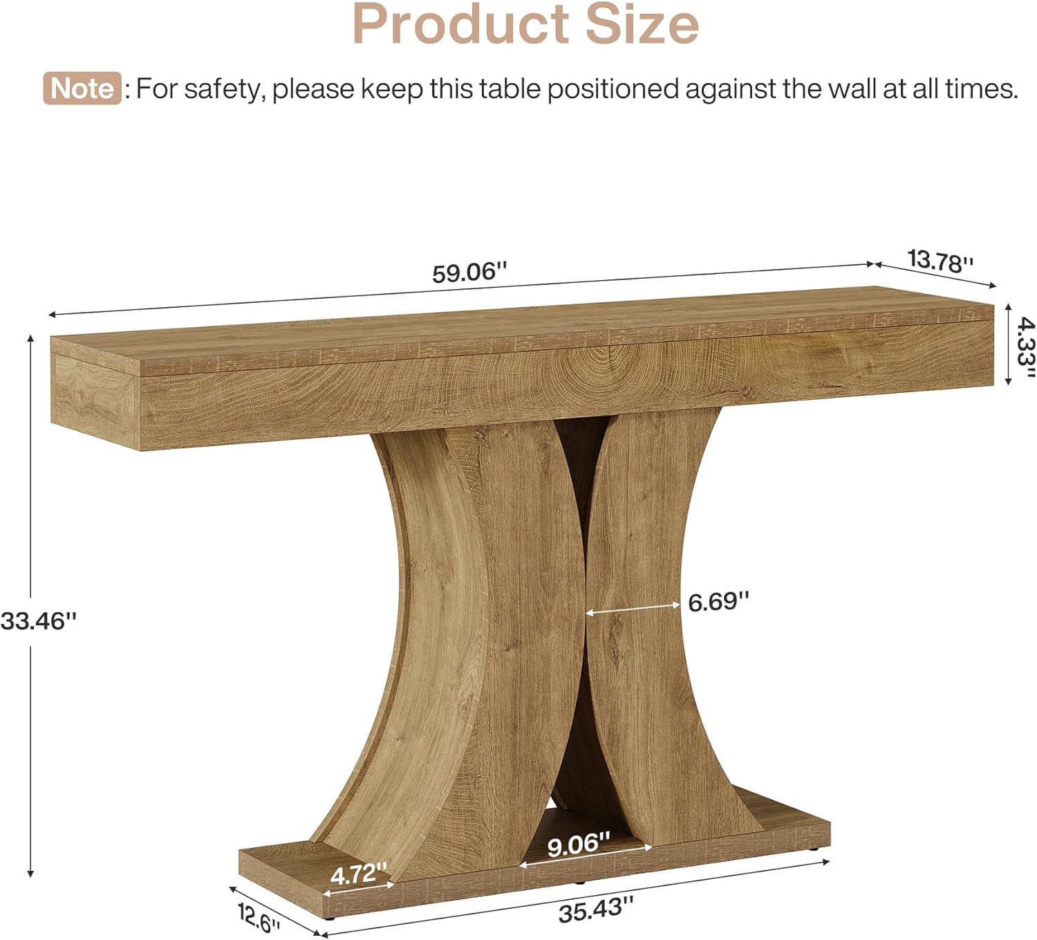 Tribesigns Farmhouse Console Table, Narrow Wooden Sofa Entryway Table Behind the Couch, 59" Modern Accent Furniture for Living Room, Hallway, Entrance, Foyer, Natural Brown