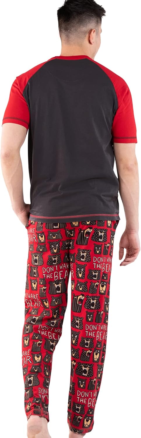 LazyOne Pajama Sets For Men, Short Sleeve Cotton Pajama Shirt and Pants with Funny Animal Prints, Comfy Pajamas For Men - Image 2
