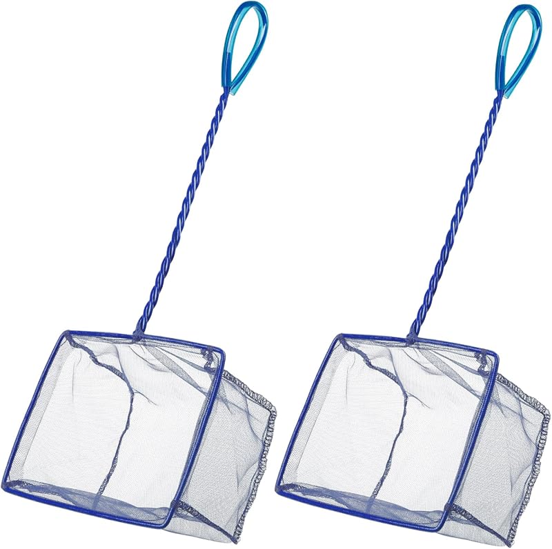 Rede para Aquário Pawfly com Malha de Nylon e Cabo Metálico Trançado, Azul, Pacote com 2