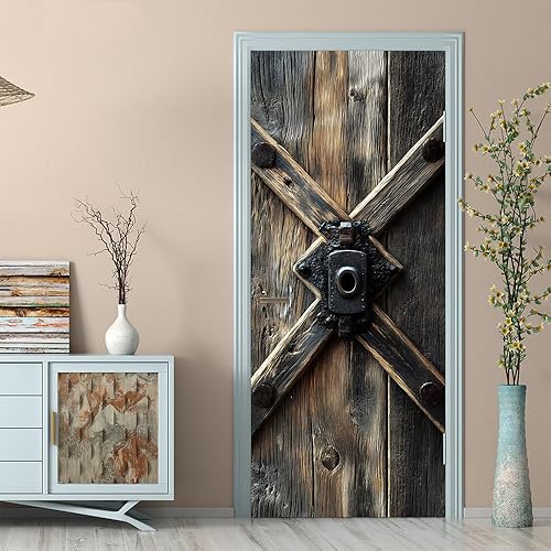 Miniatura 32 de Adhesivos 3D para puerta, murales para despegar y pegar, puerta de madera, papel tapiz autoadhesivo, extraíble, PVC, impermeable, póster