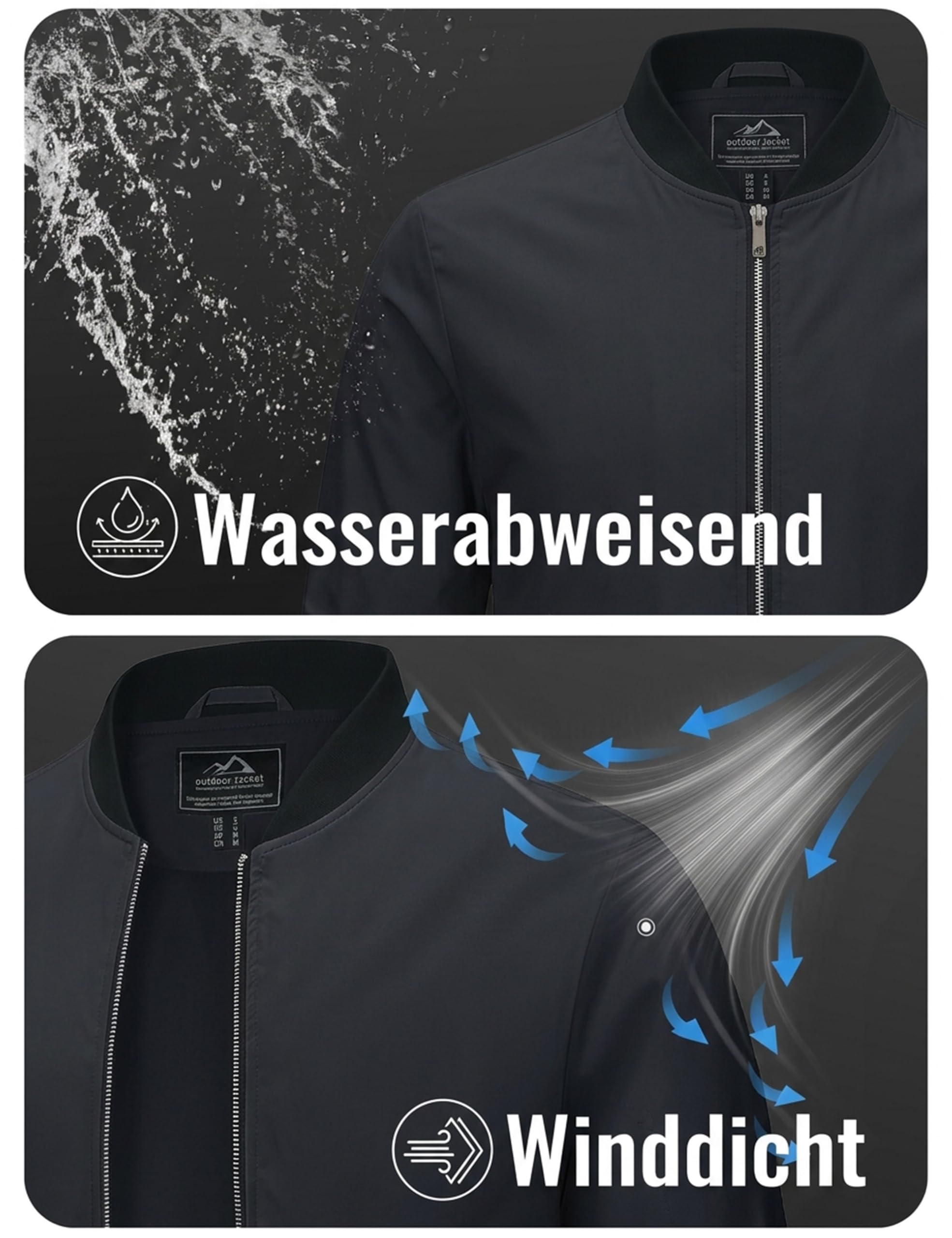 TACVASEN Bomberjacke Herren Übergangsjacke Blouson leicht Herbst College | Wasserabweisend,Winddicht,Fliegerjacke,Pilotenjacke Herren,Frühling,Dünne,Leicht,Sportjacke,Herbst,Polyster