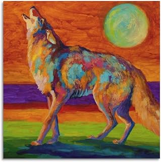 Marion Rose_Moon Talk - Coyote Famous Poster Wall Art Scroll Canvas Painting Picture Living Room Decor Home 12x12inch(30x30cm)
