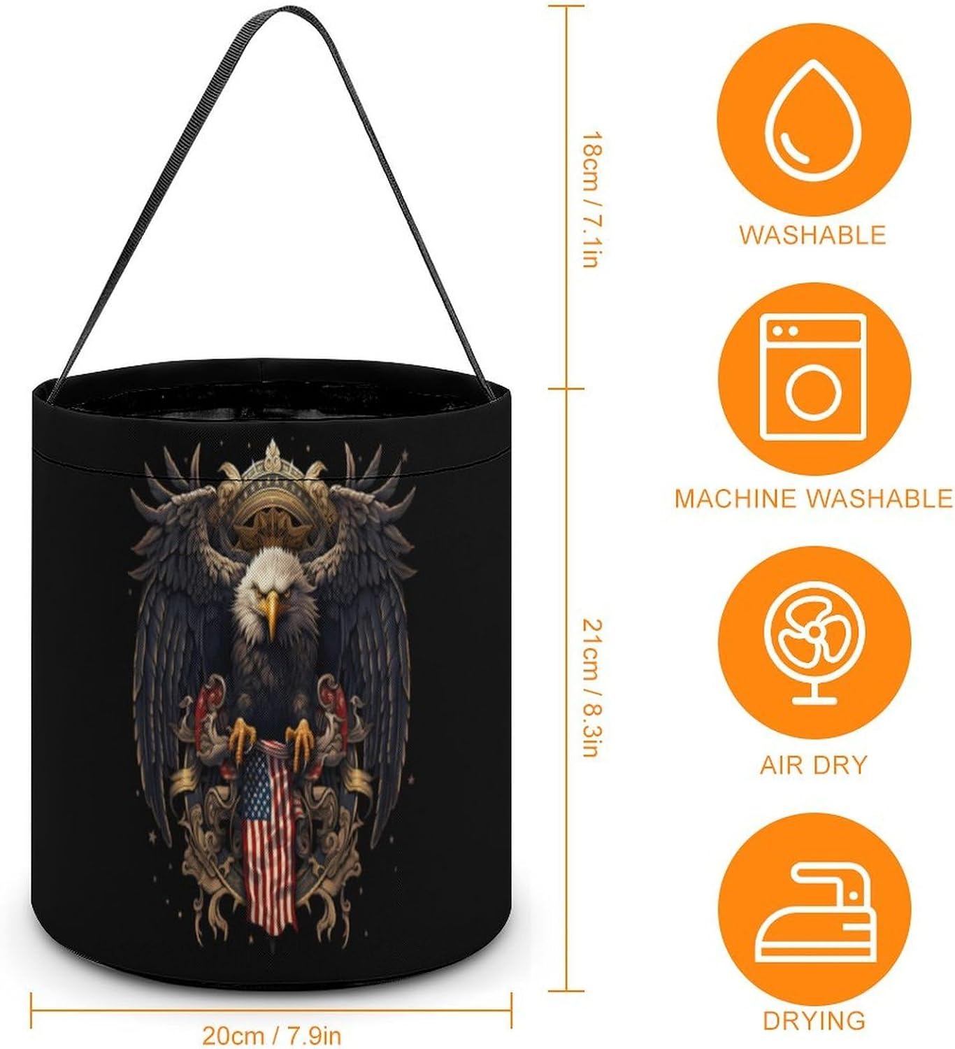 Am-ericans Bald Ea-gles Flag Halloween Treat Bag Reusable Candy Basket Tote Goody Bags Gift Party