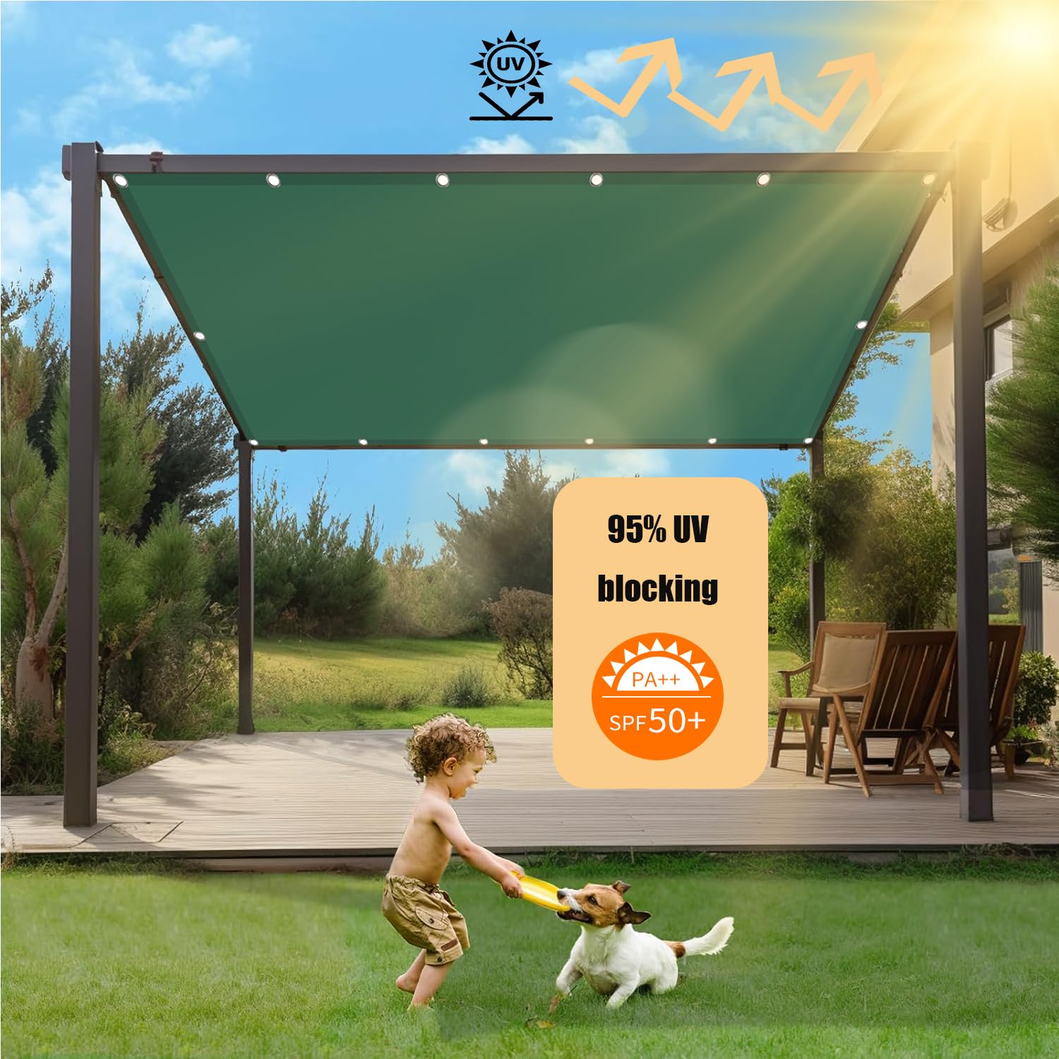 Sonnensegel 2,5x4 M – Rechteckiges HDPE-Gewebe Mit UV-Schutz Für Garten, Terrasse & Balkon
