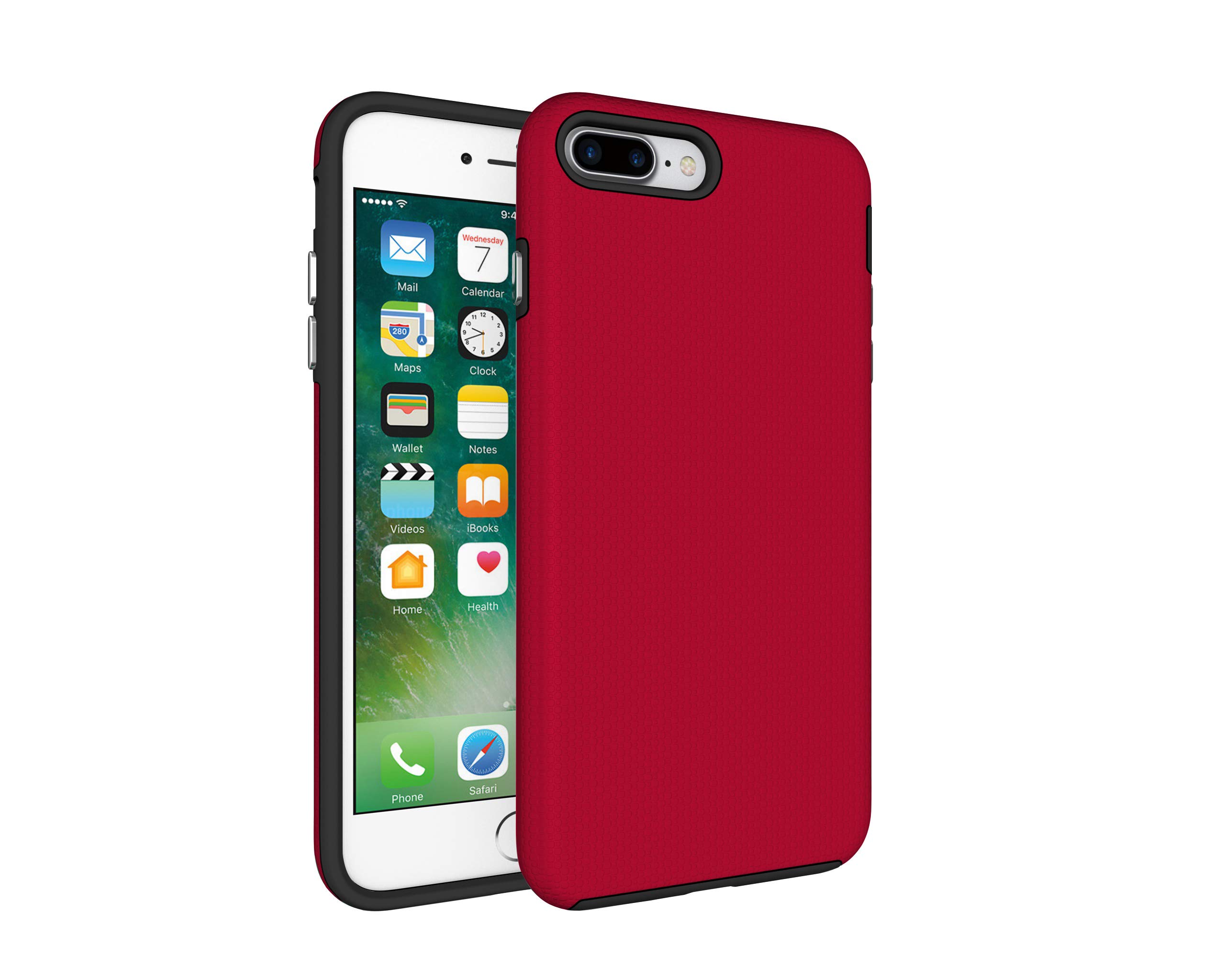 CellEver Case for iPhone 8 Plus/iPhone 7 Plus, 5.5-Inch, Dual Guard Series Protective Shock-Absorbing Scratch-Resistant Rugged Drop Protection Cover (Red)